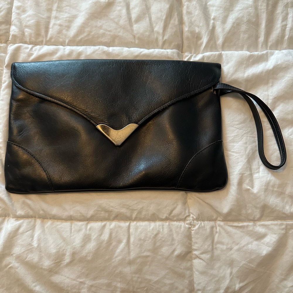 Vintage Black Leather Clutch